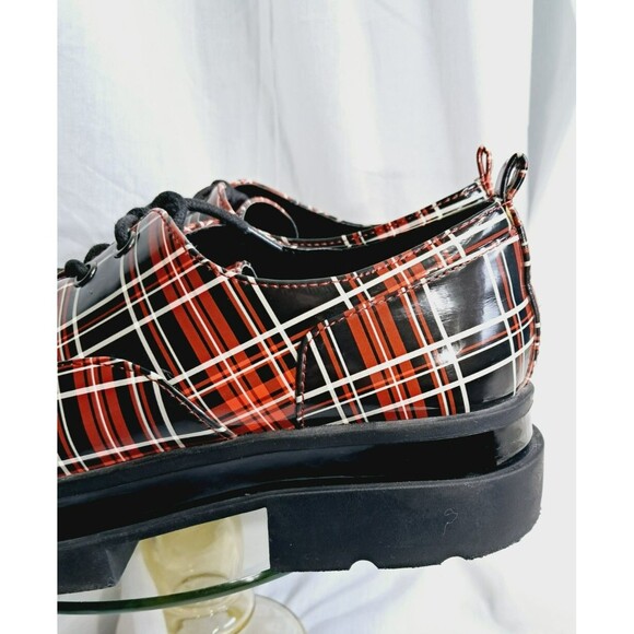 Jessica Simpson Sayze Red Plaid Patent Leather Platform Oxford Size 8 - Picture 9 of 13